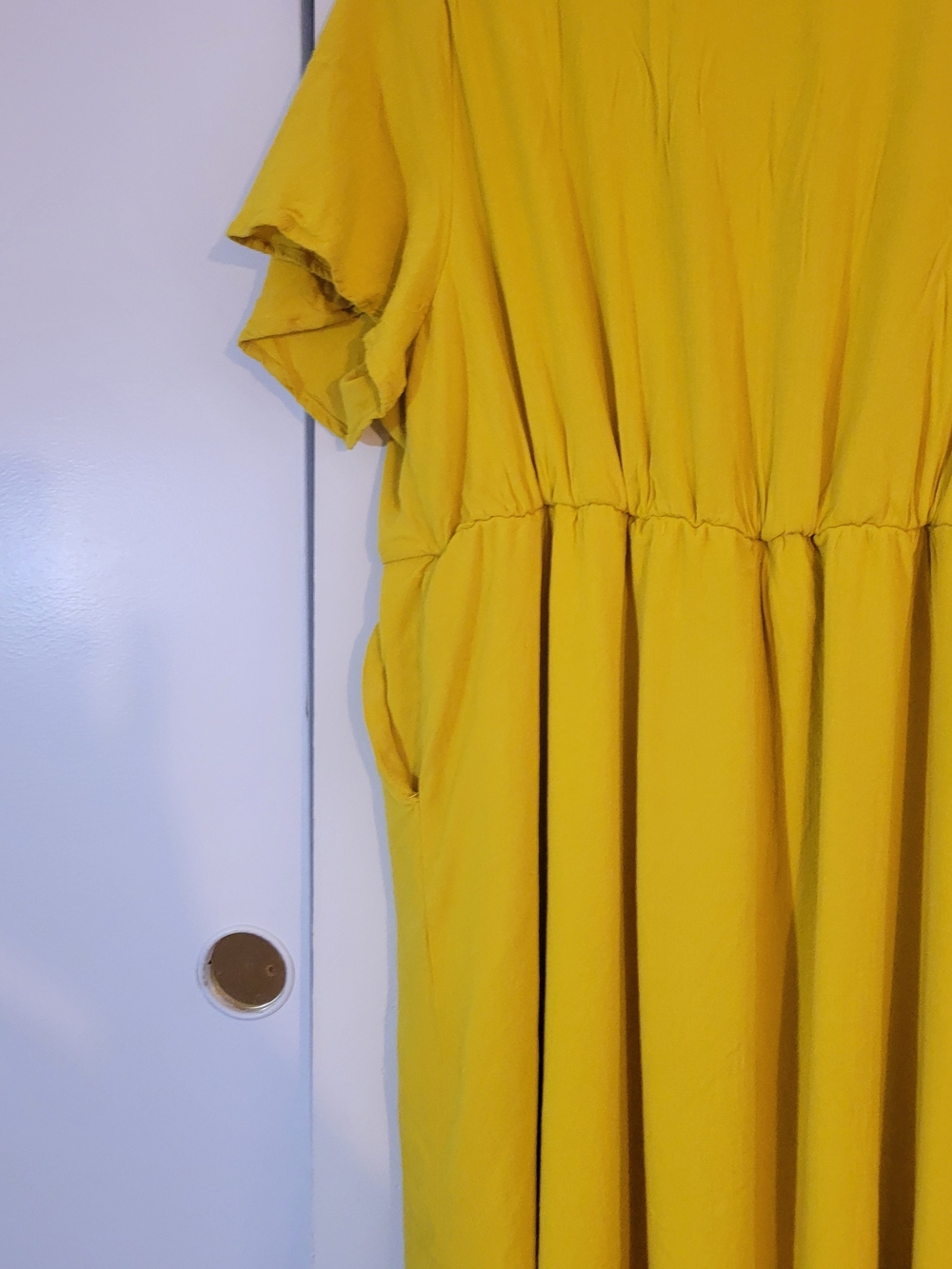 Torrid Bright Yellow Wrap High-Low Dress with Ruffle Hem - Picture 5 of 7